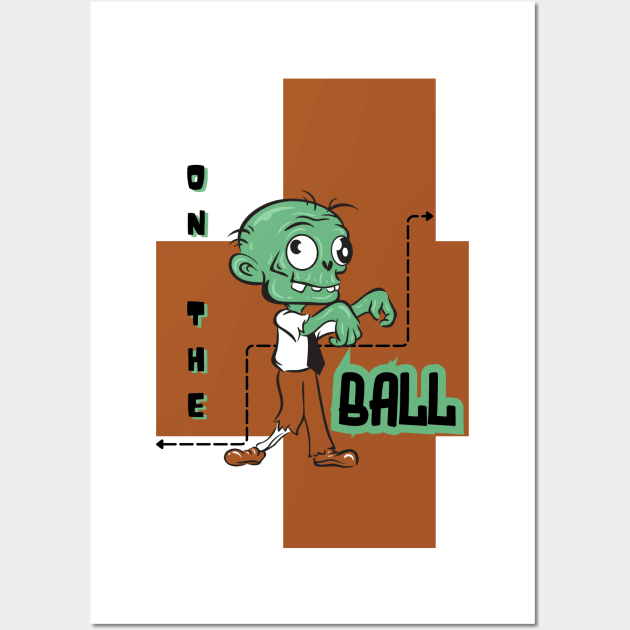 On The Ball Zombie Office Man Halloween Theme Wall Art by 3dozecreations